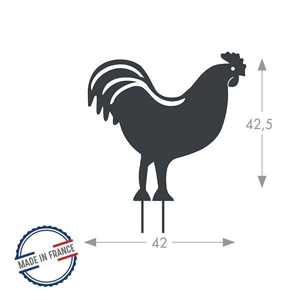 CENTRALE BRICO - Figurine à piquer Coq - 42,5x42 cm - anthracite - large