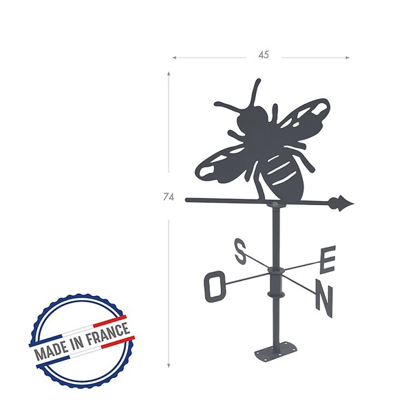 CENTRALE BRICO - Girouette Abeille - 45x74 cm - anthracite - large