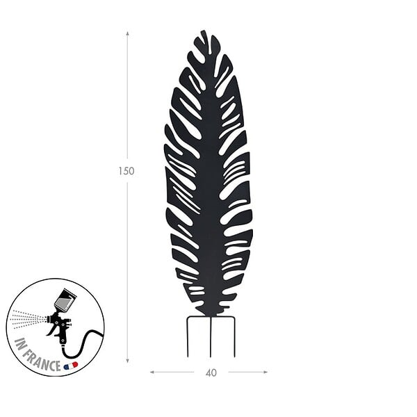 CENTRALE BRICO - Déco en métal à planter Feuille - 40x130 cm - anthracite - large