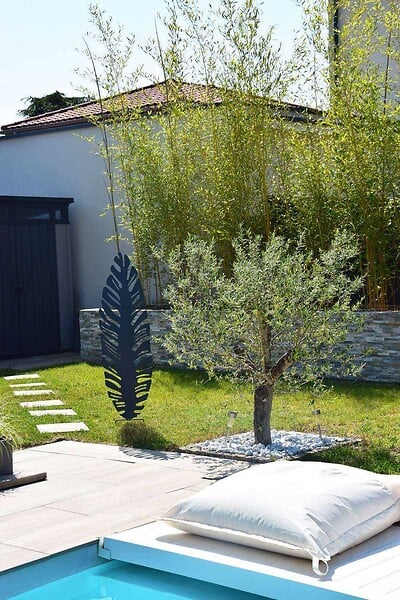 CENTRALE BRICO - Déco en métal à planter Feuille - 40x130 cm - anthracite - large