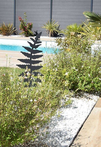 CENTRALE BRICO - Déco en métal à planter Fougère - 25x70 cm - anthracite - large