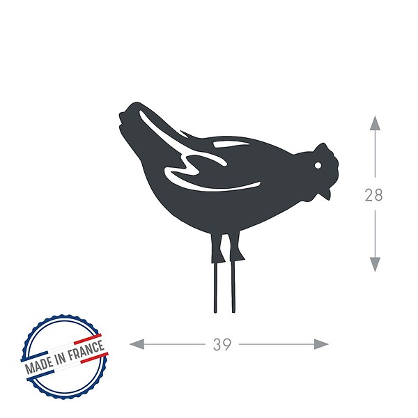 CENTRALE BRICO - Figurine à piquer Poule - 28x39 cm - anthracite - large