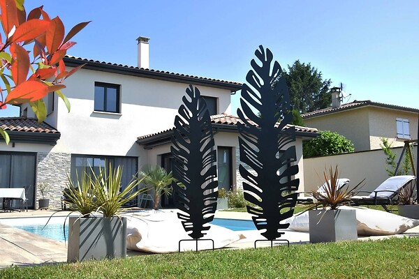 CENTRALE BRICO - Déco en métal à planter Feuille - 30x100 cm - anthracite - large