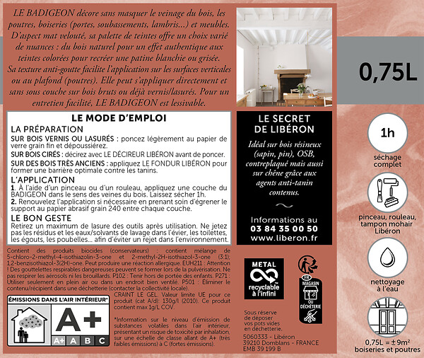 LIBERON - Badigeon chêne brûlé - Bois - Mat velouté 0,75L - large