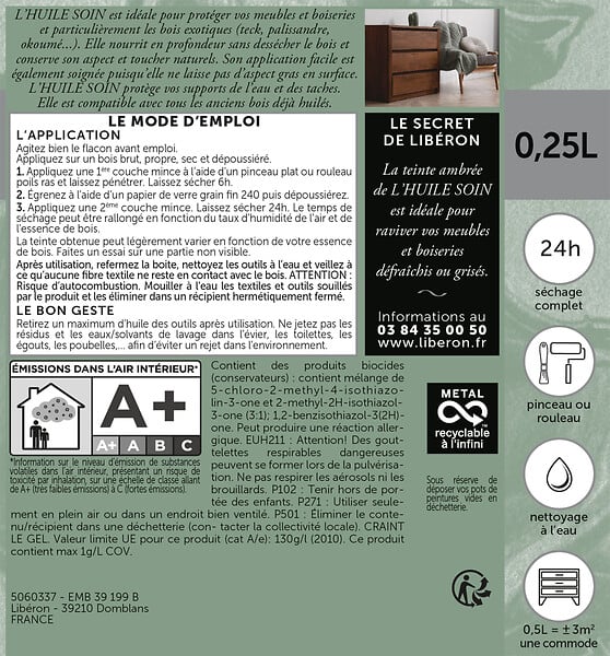 LIBERON - L'Huile Soin meubles incolore 0,25 L - large