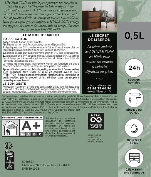 LIBERON - L'Huile Soin meubles incolore 0,5 L - large