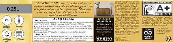 LIBERON - La Crème de cire pâte blanc 0,25 L - large