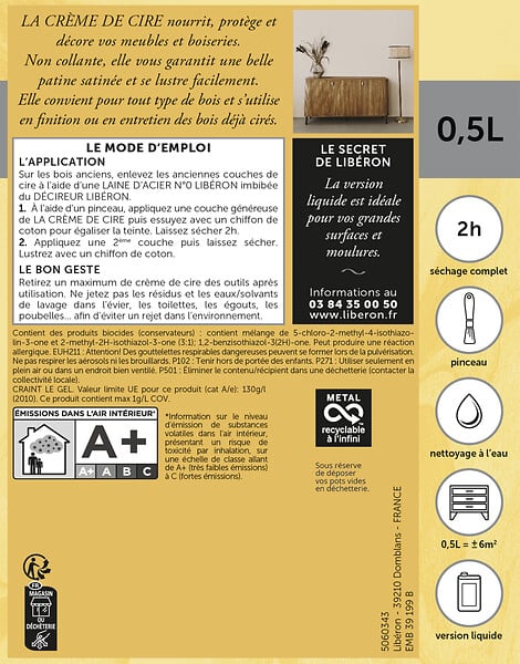 LIBERON - La Crème de cire liquide incolore 0,5 L - large