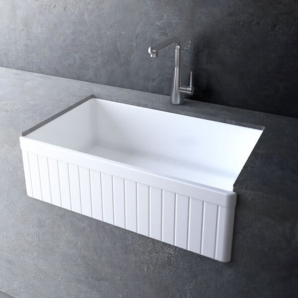 PLANETE BAIN - Evier timbre d'office 84 cm réversible rétro Rome en céramique - large