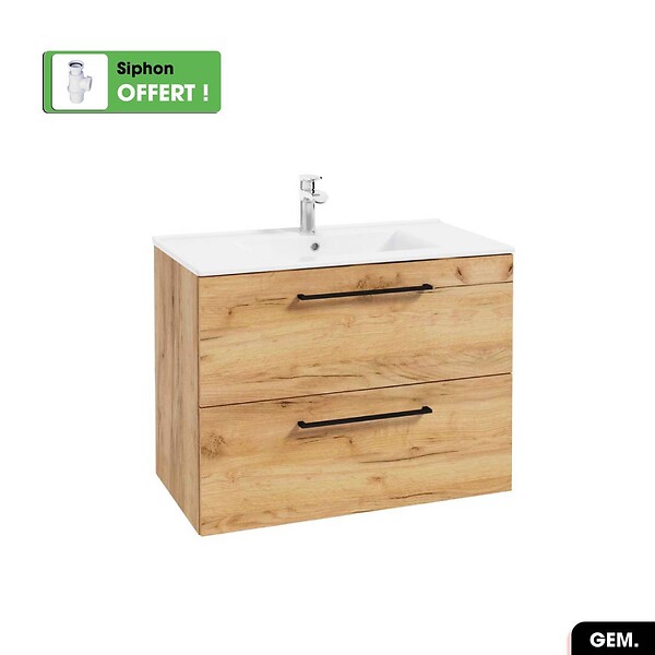 OTITEC - Vasque à encastrer avec siphon OFFERT | GEM | Blanc | 81 × 7 × 46 - large