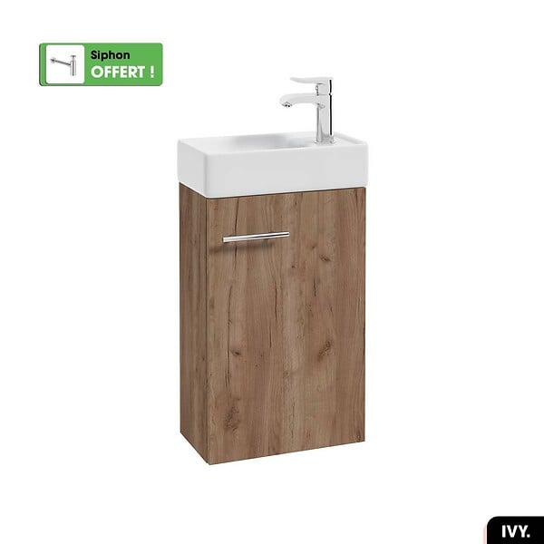 OTITEC - Vasque à encastrer avec siphon OFFERT | IVY | Blanc | 40 × 8 × 22 - large