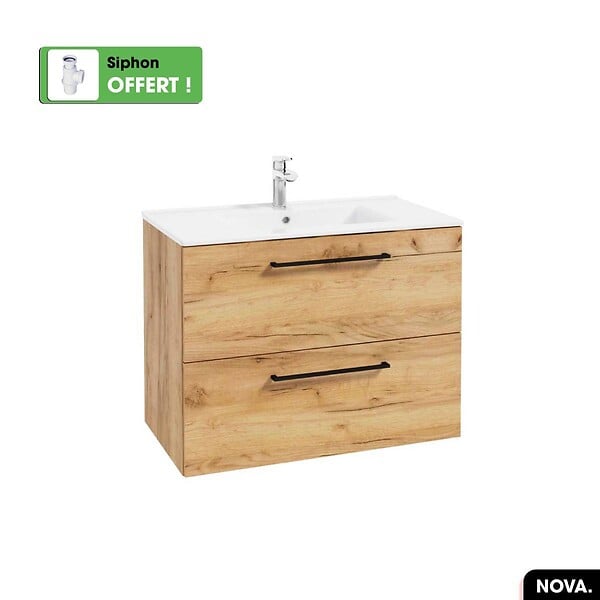 OTITEC - Vasque à encastrer avec siphon OFFERT | NOVA | Blanc | 80 × 6 × 46 - large