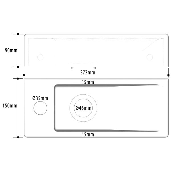 GODART - Lave-mains gain de place à suspendre 37 x 15 cm - robinet à gauche - Longine - large