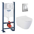 GROHE - Pack WC Bâti-autoportant Rapid SL + WC sans bride Bello + Abattant softclose + Plaque chrome (ProjectBello-1) - vignette