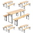 OVIALA - Lot de 5 tables et bancs brasserie pique-nique en bois 180 cm - Munich - vignette