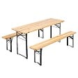 OVIALA - Lot de 5 tables et bancs brasserie pique-nique en bois 180 cm - Munich - vignette