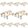 OVIALA - Ensemble Brasserie Table et bancs bois 180 cm - Lot de 10 - Munich - vignette