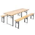 OVIALA - Ensemble brasserie table et bancs de jardin en bois 220 cm - Munich - vignette