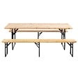 OVIALA - Ensemble brasserie table et bancs de jardin en bois 220 cm - Munich - vignette