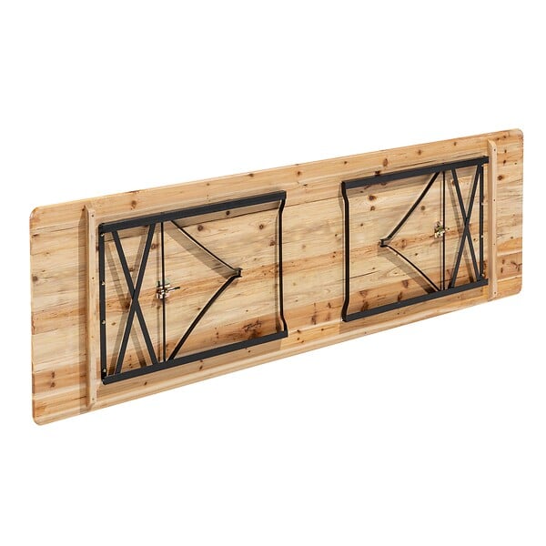 OVIALA - Ensemble brasserie table et bancs de jardin en bois 220 cm - Munich - large
