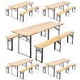 OVIALA - Table et bancs bois Brasserie 220 cm - Lot de 5 - Munich - vignette