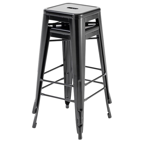OVIALA - Tabouret de bar en métal noir mat - Indus - large