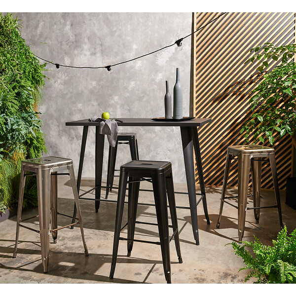 OVIALA - Tabouret de bar en métal noir mat - Indus - large