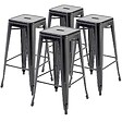 OVIALA - Lot de 4 tabourets de bar en acier noir mat - Indus - vignette
