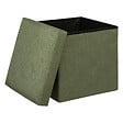 ATMOSPHERA - Pouf pliant et Coffre de rangement en tissu Vert Kaki 38 x 38 cm - vignette