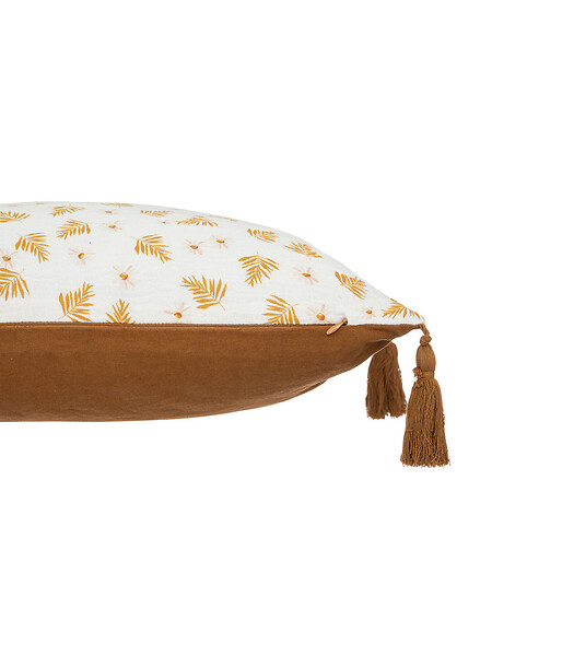 ATMOSPHERA - Coussin décoratif Blanc & Cannelle avec pompons  30 x 50 cm - large