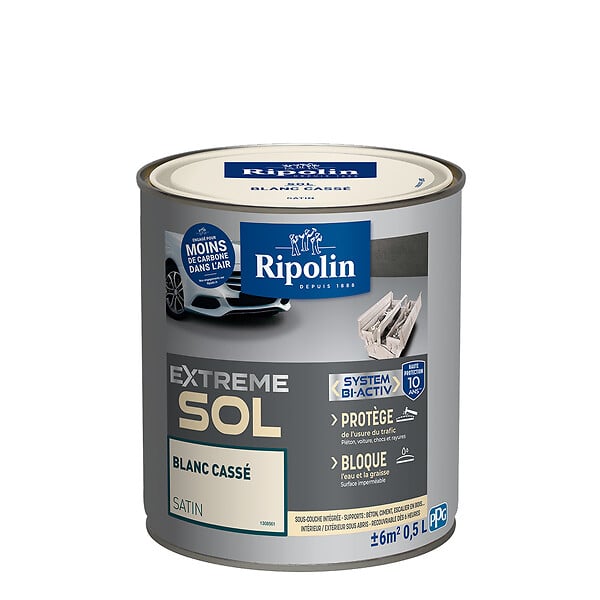RIPOLIN - Peinture sol - Rip Extrême Sol - Blanc Cassé - 0,5L - large