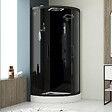 AURLANE - Cabine de douche 1/4 de cercle Hydro 95x95x215 cm - Portes coulissantes - Fonds & Profilés Noir Mat - vignette