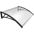 VOUNOT - Auvent de porte marquise 120x80 cm transparent en Polycarbonate anti UV Noir - vignette