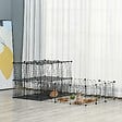 PAWHUT - Cage parc enclos rongeurs modulable dim. L 175 x l 105 x H 70 cm 2 niveaux 2 portes rampe résine PP fil métallique noir - vignette