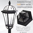 OUTSUNNY - Lot de 2 luminaires extérieurs solaires lampadaires lanternes classiques LED 15 Lm Ø 18,5 x 129H cm noir - vignette