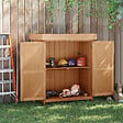 OUTSUNNY - Armoire de jardin sur pied double porte étagère et toit bitumé relevable dim. 74L x 43l x 88H cm bois sapin - vignette
