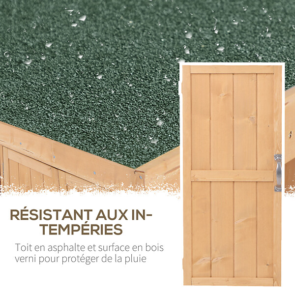 OUTSUNNY - Armoire de jardin sur pied double porte étagère et toit bitumé relevable dim. 74L x 43l x 88H cm bois sapin - large