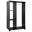 HOMCOM - Armoire penderie armoire de rangement mobile panneaux de particules noir - vignette