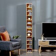 HOMCOM - Lot de 2 étagères colonnes armoire de rangement CD-DVD 6 + 6 compartiments dim. 21L x 19l x 88H cm capacité max. 204 CD coloris hêtre - vignette