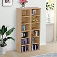 HOMCOM - Lot de 2 étagères colonnes armoire de rangement CD-DVD 6 + 6 compartiments dim. 21L x 19l x 88H cm capacité max. 204 CD coloris hêtre - vignette