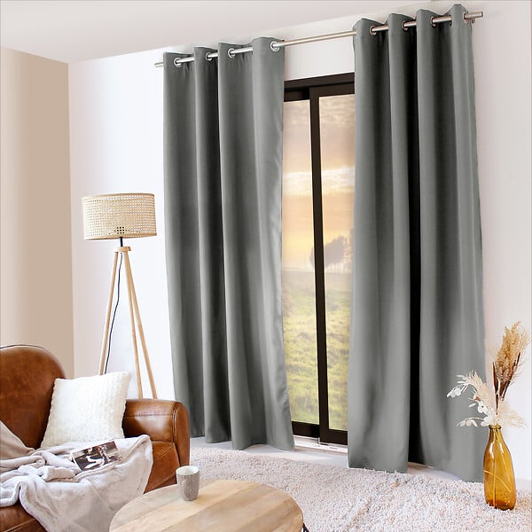 C MA DECO - Rideau thermique - Microfibre doublée d'une polaire - 8 oeillets - large