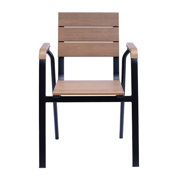 OVIALA - Chaise de terrasse en aluminium et bois synthétique - Tomar - large