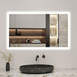 AICA SANITAIRE - Miroir de salle de bain LED 80x60cm, 3 couleurs tactile + anti-buée + dimmable + fonction mémoire - vignette