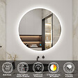 AICA SANITAIRE - Miroir de salle de bain rond LED 70cm 3 couleurs tactile + anti-buée + dimmable + fonction mémoire - vignette