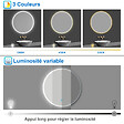 AICA SANITAIRE - Miroir de salle de bain rond LED 70cm 3 couleurs tactile + anti-buée + dimmable + fonction mémoire - vignette