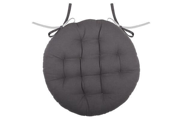 LOVELY - Galette de chaise ronde coton Duo - Gris/Perle - Diam.38cm - large