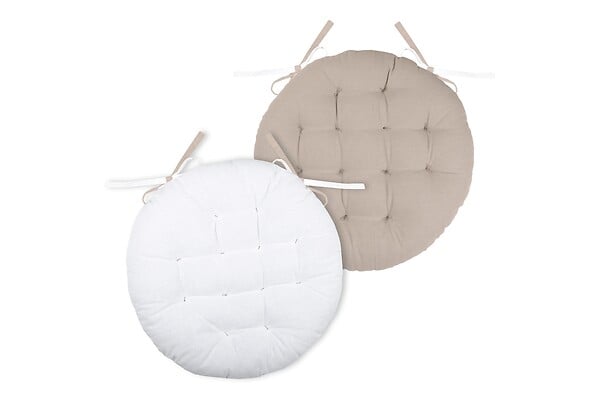 LOVELY - Duo galette ronde 38cm ecru/lin - large
