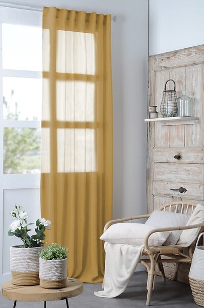LOVELY - Voile effet lin Madrid - Curry - 140x260cm - large