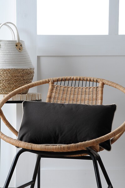 LOVELY - Duo coussin décoratif 30x50 noir/lin - large