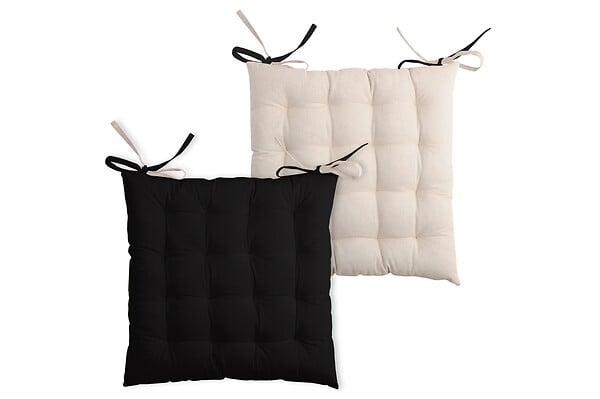LOVELY - Duo de galettes de chaise 40x40cm - Noir/Lin - large